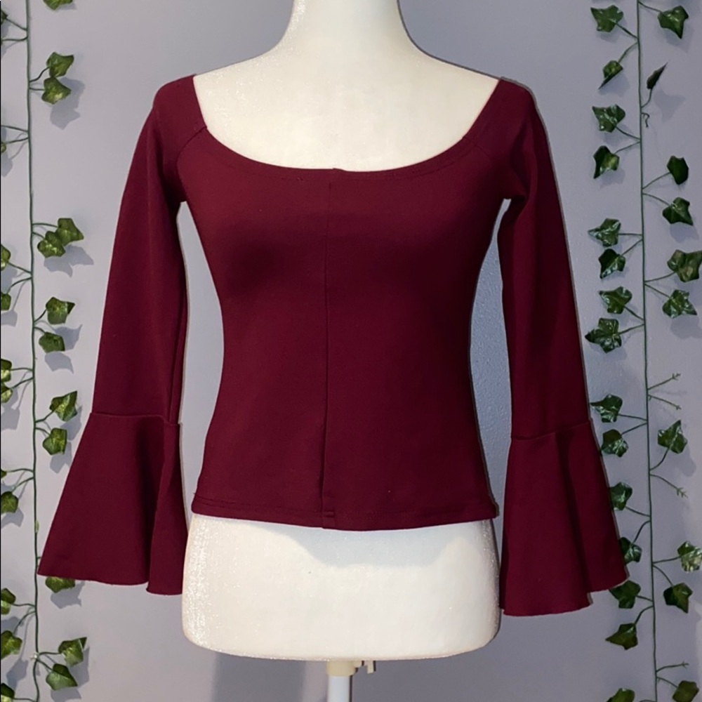 Women’s Nordstrom Maroon Off Shoulder Long Sleeve Blouse Small - Picture 14 of 16